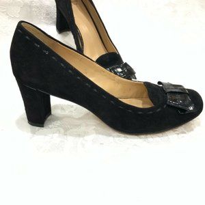 Joan and David Circa Black Suede Block Heel Dress Shoes